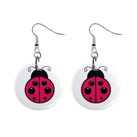 Ladybug Lady Bug Dangle Earrings Jewelry 1 inch Buttons 12310671