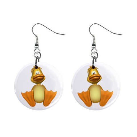Silly Duck Dangle Earrings Jewelry 1 inch Buttons 12310647