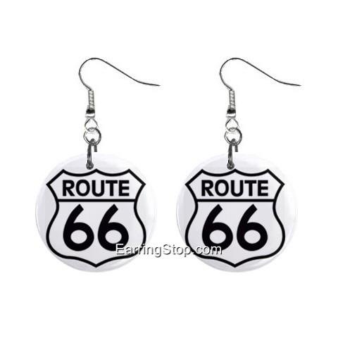Route 66 Sign Dangle Earrings Jewelry 1 inch Buttons 12409527