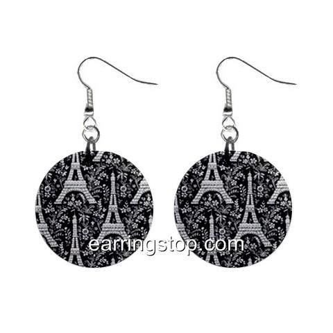 Eiffel Tower Paris Dangle Earrings Jewelry 1 inch Buttons 12345303