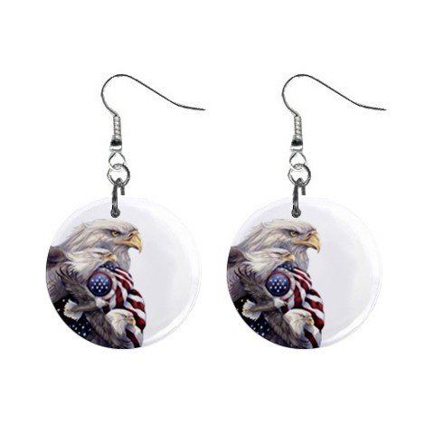 Eagle with American Flag Dangle Earrings Jewelry 1 inch Buttons 12310669