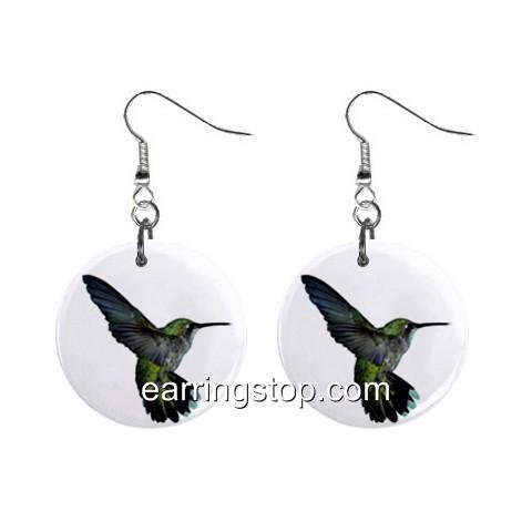 Hummingbird Dangle Earrings Jewelry 1 inch Buttons 12345307