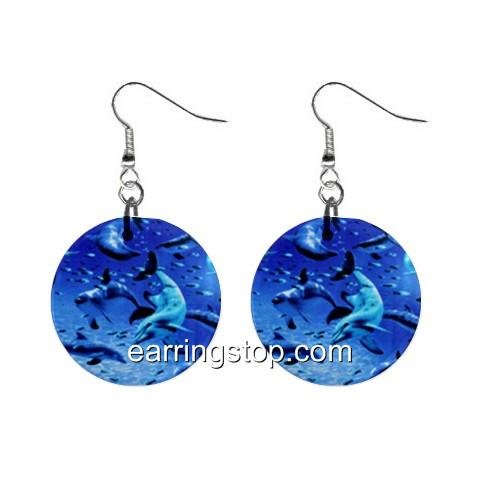 Dolphins Dangle Earrings Jewelry 1 inch Buttons 12398785