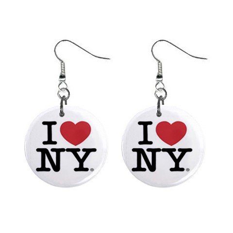 I Love NY New York Dangle Earrings Jewelry 1 inch Buttons 12628348