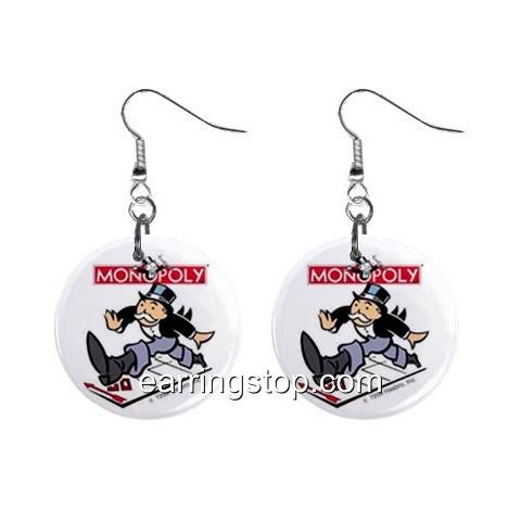 Mr Monopoly Man Uncle Penny Bags Dangle Earrings Jewelry 1 inch Buttons 12335054