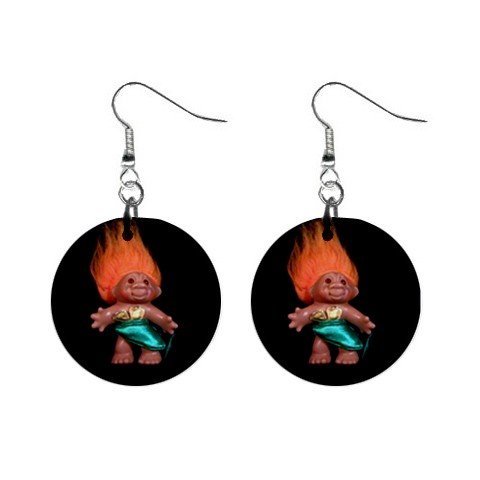 Orange Hair Troll #1 Dangle Earrings Jewelry 1 inch Buttons 12479792