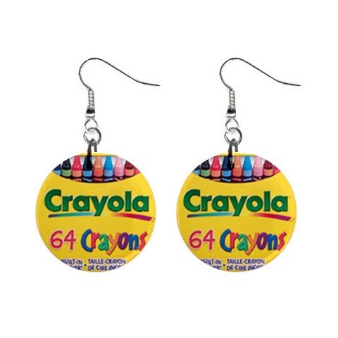 Crayola Crayons #3 Dangle Earrings Jewelry 1 inch Buttons 12479732