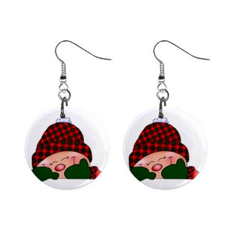 Christmas Elf #1 Dangle Earrings Jewelry 1 inch Buttons 12310649