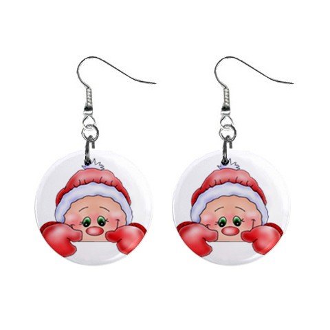 Christmas Elf #2 Dangle Earrings Jewelry 1 inch Buttons 12310650
