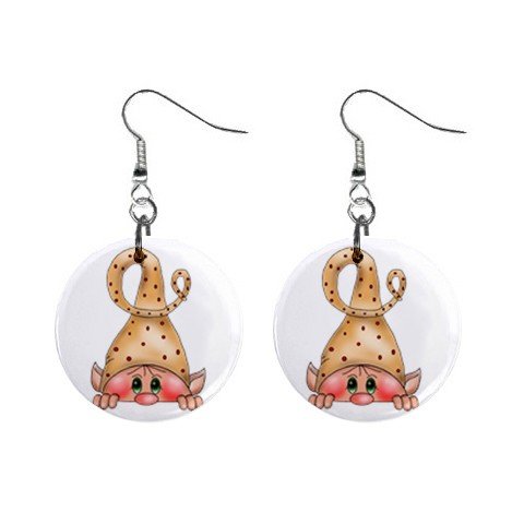 Christmas Elf #3 Dangle Earrings Jewelry 1 inch Buttons 12310652