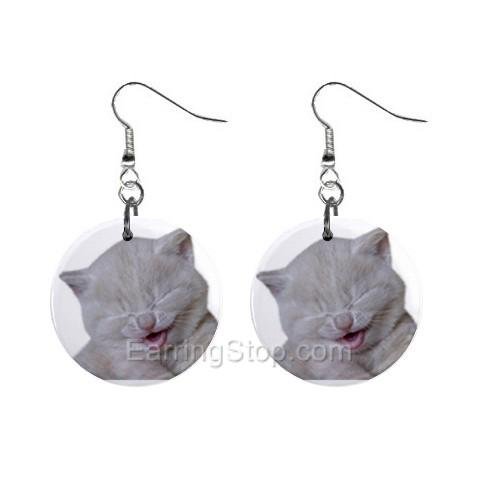 Laughing Cat Dangle Earrings Jewelry 1 inch Buttons 12479616