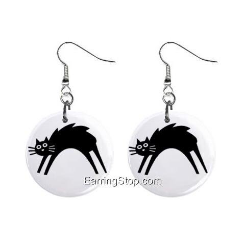 Black Cat #1 Dangle Earrings Jewelry 1 inch Buttons 12418555
