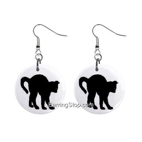 Black Cat #2 Dangle Earrings Jewelry 1 inch Buttons 12418556
