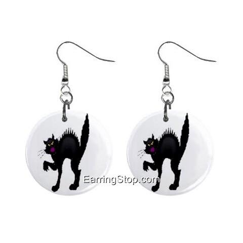 Black Cat #3 Dangle Earrings Jewelry 1 inch Buttons 12418557