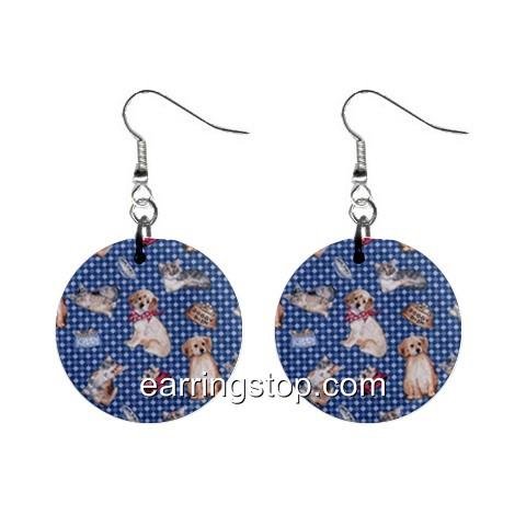Dog and Cat Dangle Earrings Jewelry 1 inch Buttons 12345302