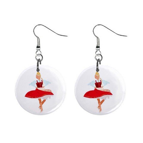 Folk Dancing Dangle Earrings Jewelry 1 inch Buttons 12619804