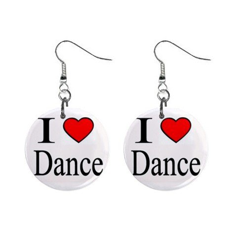 I Love Dance Dangle Earrings Jewelry 1 inch Buttons 12628336