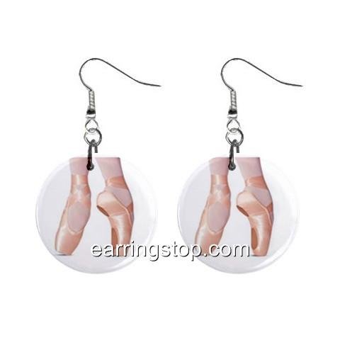 Pointe Ballet Slippers Dance Shoes #2 Dangle Earrings Jewelry 1 inch Buttons 12398775