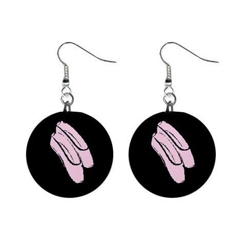 Ballet Slippers Shoes Pointe Dance #5 Dangle Earrings Jewelry 1 inch Buttons 12619759