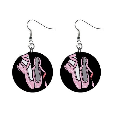Ballet Slippers Shoes Pointe Dance #4 Dangle Earrings Jewelry 1 inch Buttons 12619750