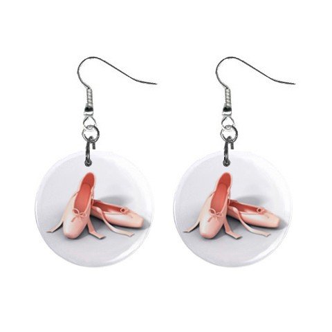 Ballet Slippers Shoes Pointe Dance #3 Dangle Earrings Jewelry 1 inch Buttons 12619741