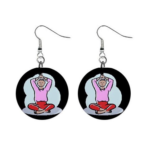Yoga Lady #3 Dangle Earrings Jewelry 1 inch Buttons 12620090