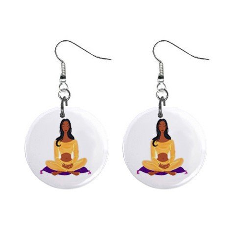 Yoga Lady #2 Dangle Earrings Jewelry 1 inch Buttons 12619875