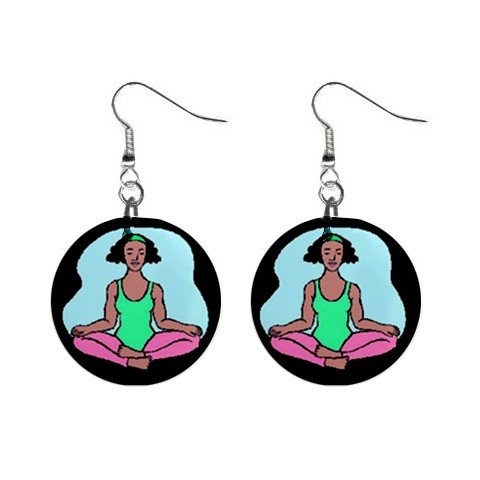 Yoga Lady #1 Dangle Earrings Jewelry 1 inch Buttons 12619858