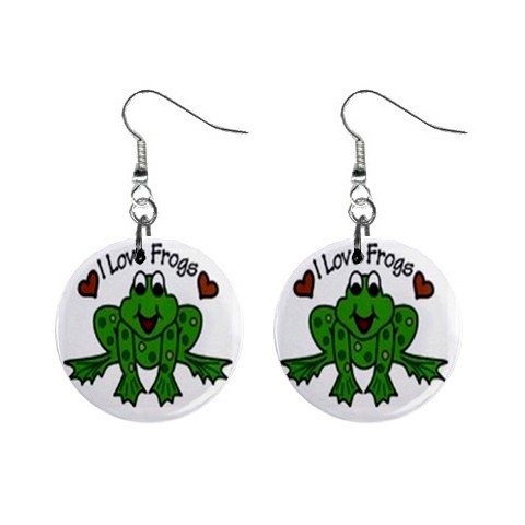 I Love Frogs Dangle Earrings Jewelry 1 inch Buttons 12628340