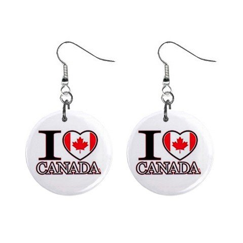 I Love Canada Dangle Earrings Jewelry 1 inch Buttons 12628332