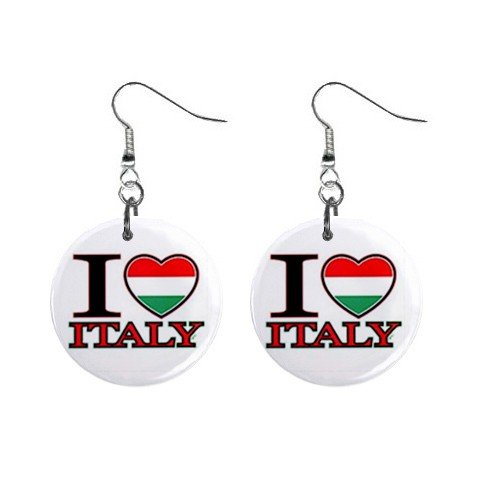 I Love Italy Dangle Earrings Jewelry 1 inch Buttons 12628387