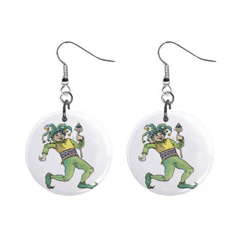 Jester Dangle Button Earrings Jewelry 1 inch Round 12779545