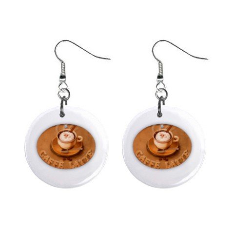 Cafelatte Dangle Button Earrings Jewelry 1 inch Round 12731345
