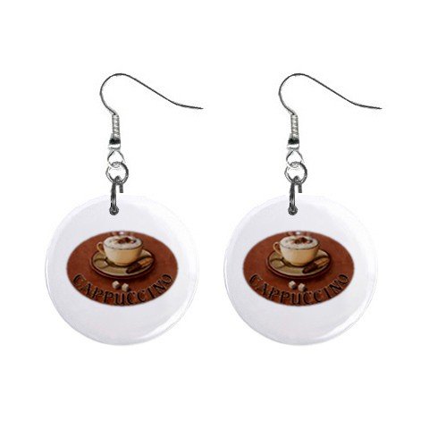 Cappucinno Dangle Button Earrings Jewelry 1 inch Round 12731343