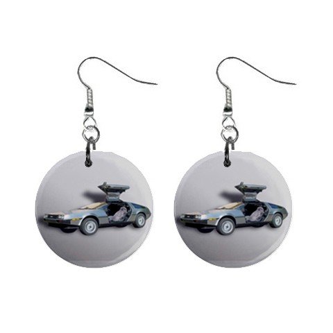 Delorean Dangle Button Earrings Jewelry 1 inch Round 12779143
