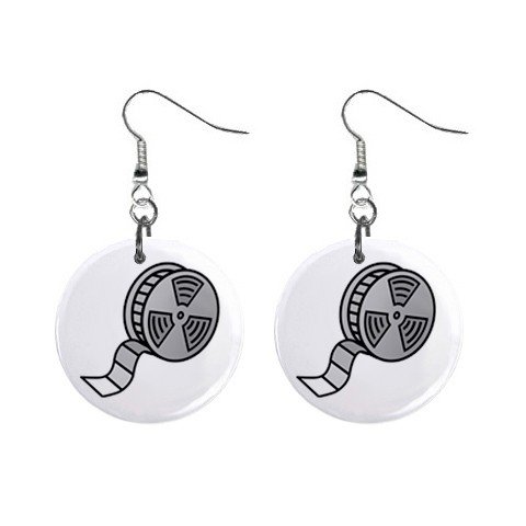 Film Reel Dangle Button Earrings Jewelry 1 inch Round 12779151
