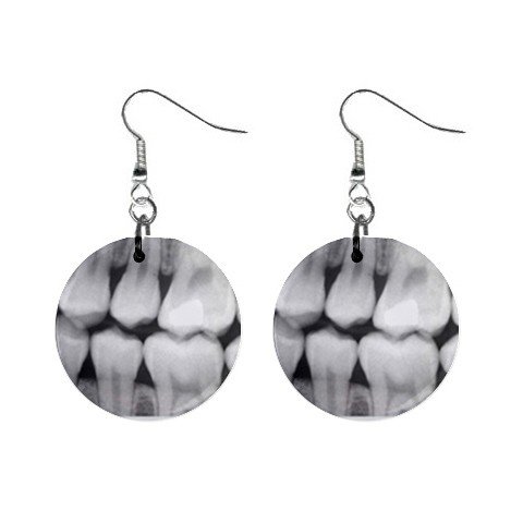 Dental X-Ray #2 Dangle Button Earrings Jewelry 1 inch Round 12779146