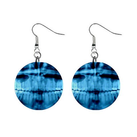 Dental X-Ray Dangle Button Earrings Jewelry 1 inch Round 12779145