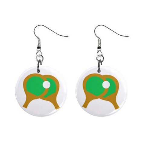 Ping Pong Dangle Button Earrings Jewelry 1 inch Round 12781844
