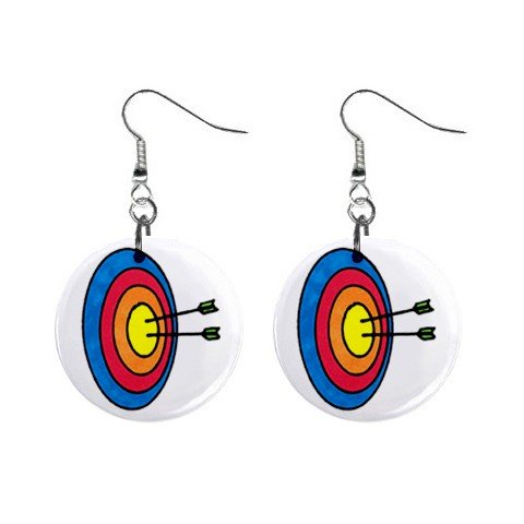 Archery Dangle Button Earrings Jewelry 1 inch Round 12779129