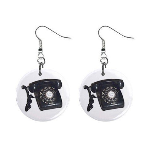 Old Fashion Telephone Phone #2 Dangle Button Earrings Jewelry 1 inch Round 12781841