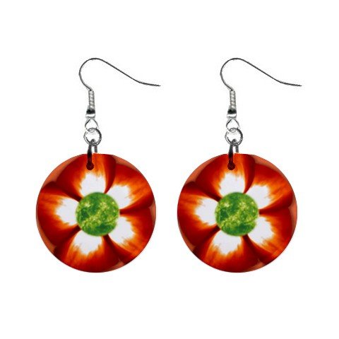 Flower #3 Dangle Button Earrings Jewelry 1 inch Round 12693483