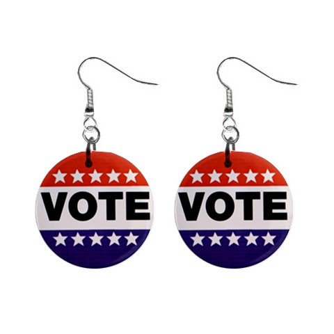 VOTE Dangle Button Earrings Jewelry 1 inch Round 12709966
