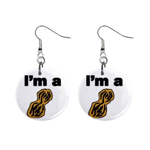 I Am A Nut Dangle Button Earrings Jewelry 1 inch Round 12779182