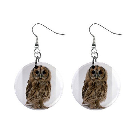 Baby Owl Dangle Button Earrings Jewelry 1 inch Round 12708913