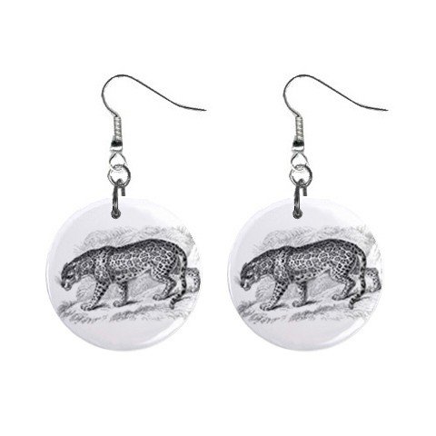 Leopard Dangle Button Earrings Jewelry 1 inch Round 12708495