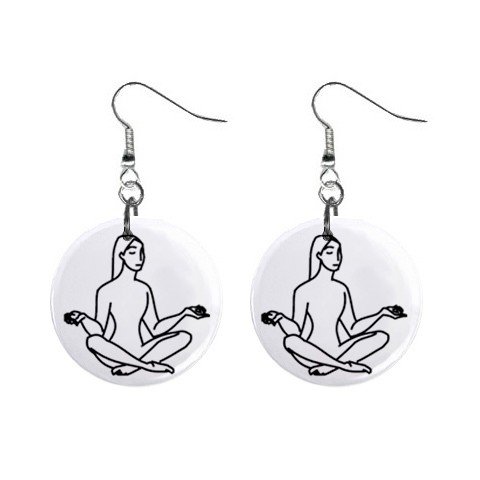 Yoga #6 Dangle Button Earrings Jewelry 1 inch Round 12781950