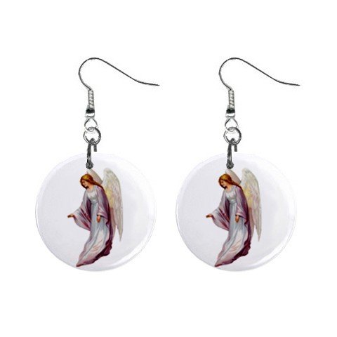 Angel Dangle Button Earrings Jewelry 1 inch Round 12690559