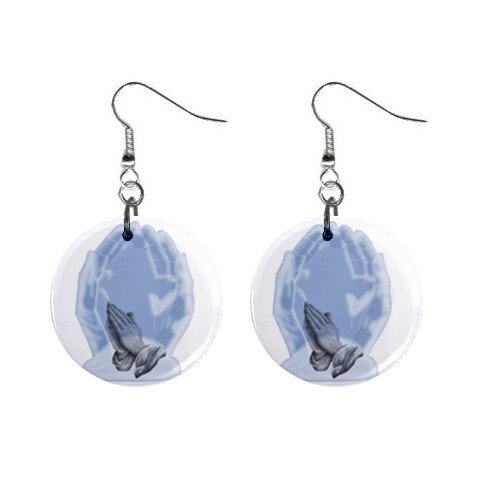 Praying Hands #2 Dangle Button Earrings Jewelry 1 inch Round 12792510