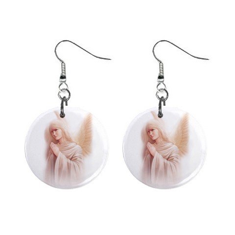 Angel Mist Dangle Button Earrings Jewelry 1 inch Round 12792514